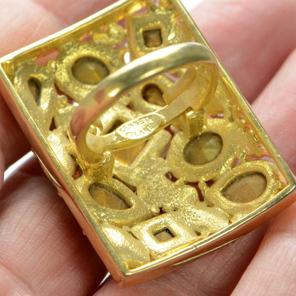 Vintage Kenneth Jay Lane Kjl Crystal Cocktail Ring - image 3